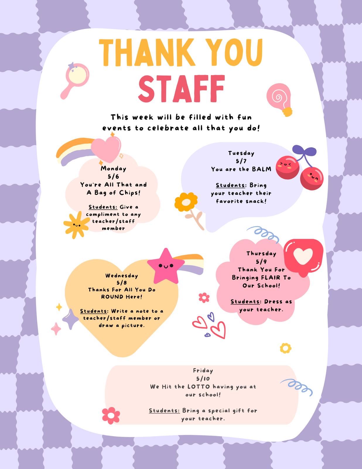 Thank You To Our Staff